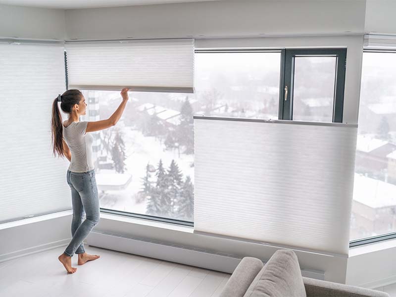 Sonnenschutz durch Plissees für großes Fenster in Flensburg